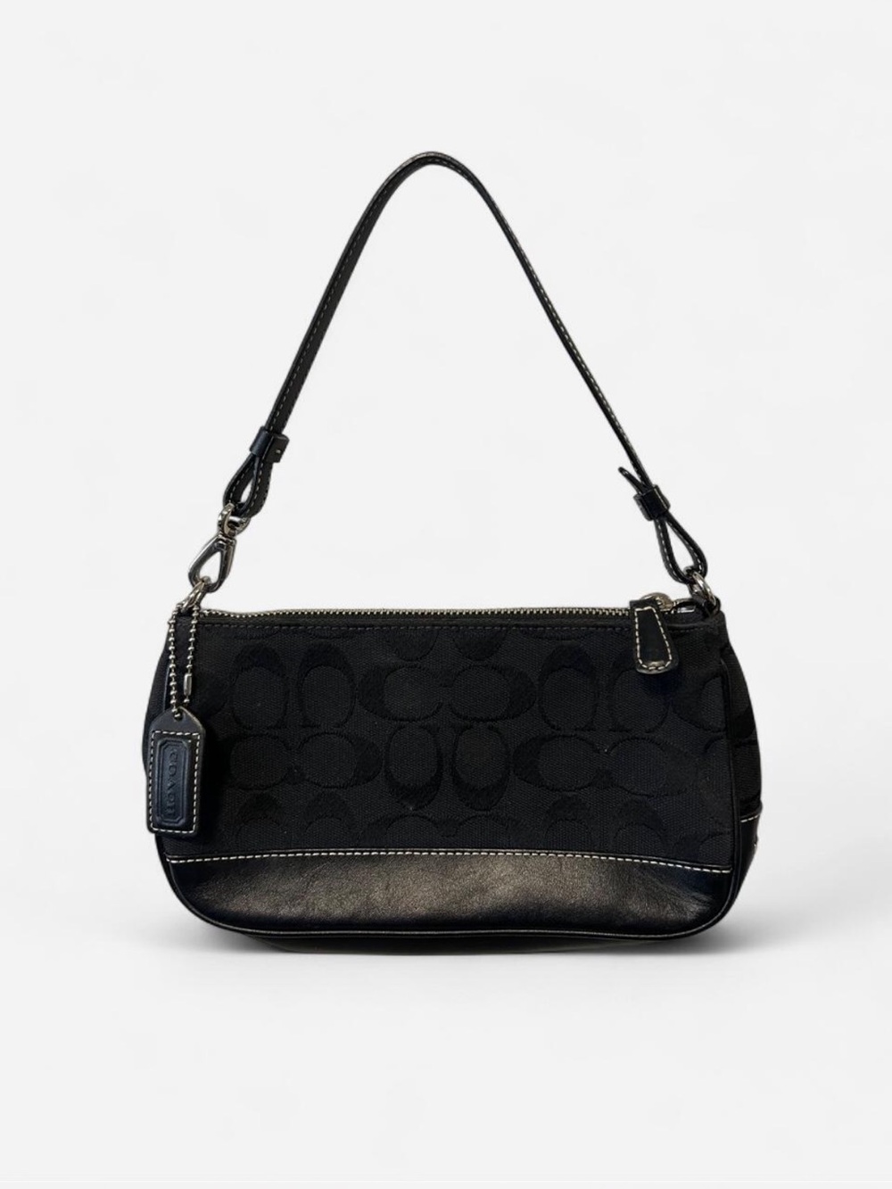 Coach Black Signature Jacquard Wristlet